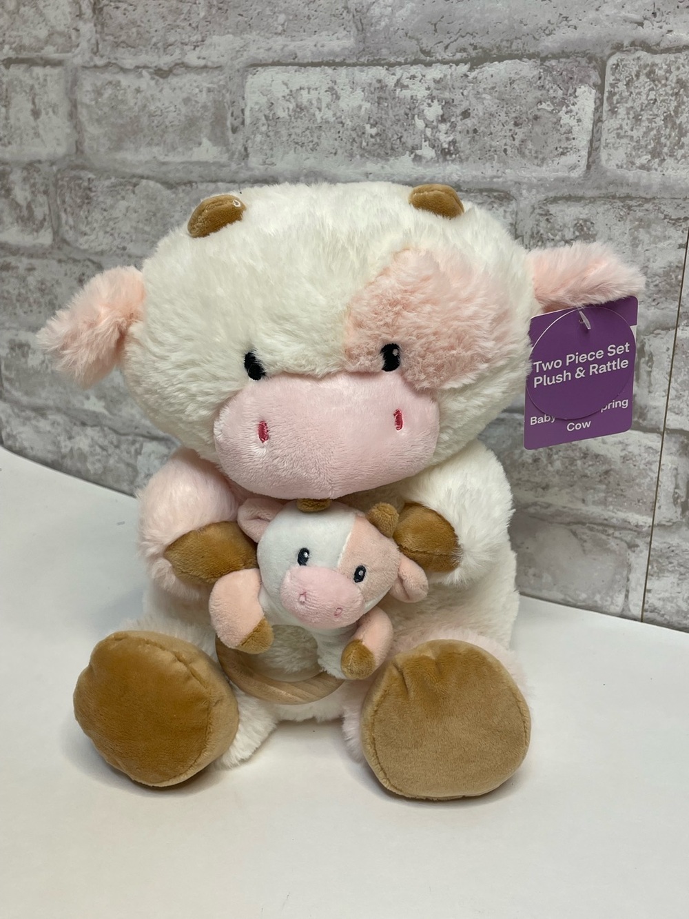 Animal Adventure Cow Baby Toy Plush Stuffed Animal With Rattle Stuffie NWT Lovey